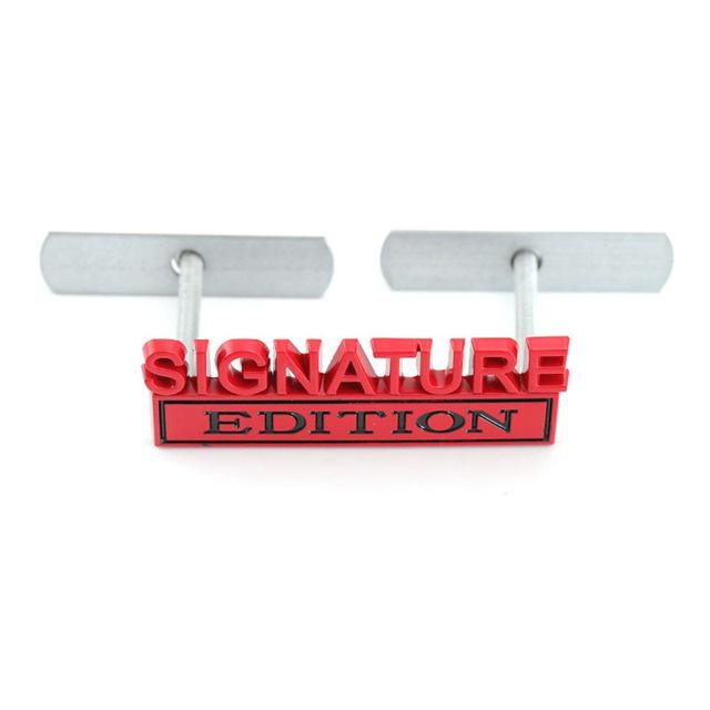 1Pc 3D Metal SIGNATURE Edition Logo Car Front Grille Badge Side Fender Rear Trunk Emblem Sticker Decal