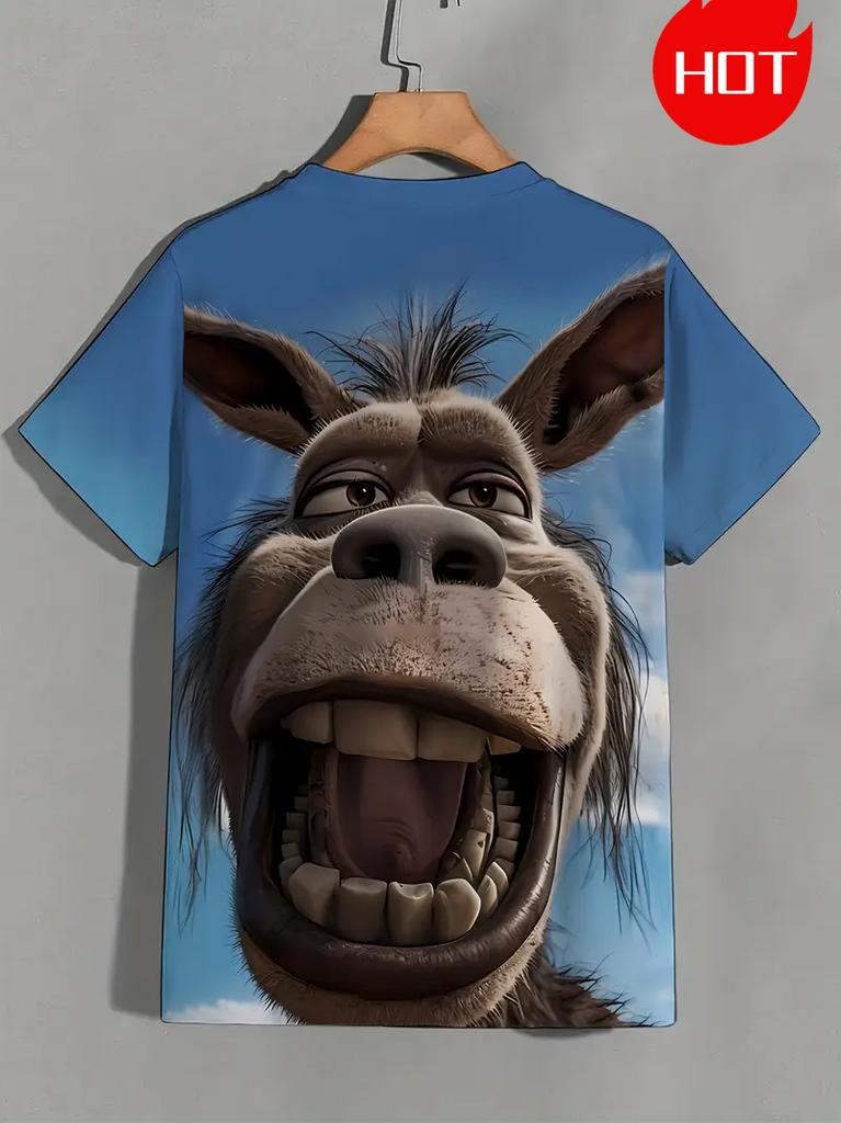 2025 New Fun Donkey T-shirts Animal 3d Print Men Woman Streetwear Casual Short Sleeve T Shirts Oversized Harajuku Kid Top Tees