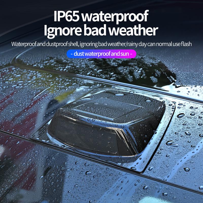 Solar Powered LED Car Roof LiDAR Decorative Cover Light Anti Rear End Collision Warning Flashing Navigation Light