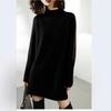 Maglione Autunnale e Invernale a Mezzo Collo Alto da Donna di Media Lunghezza in Lana Taglie Forti Abito Largo Spesso Sottogiacca