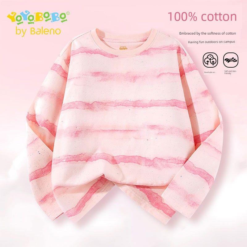 Baleno Kids Ybb Series Girls  Long Sleeve 2025 New Children s Pure Cotton Tops for Older Kids Casual Clothing