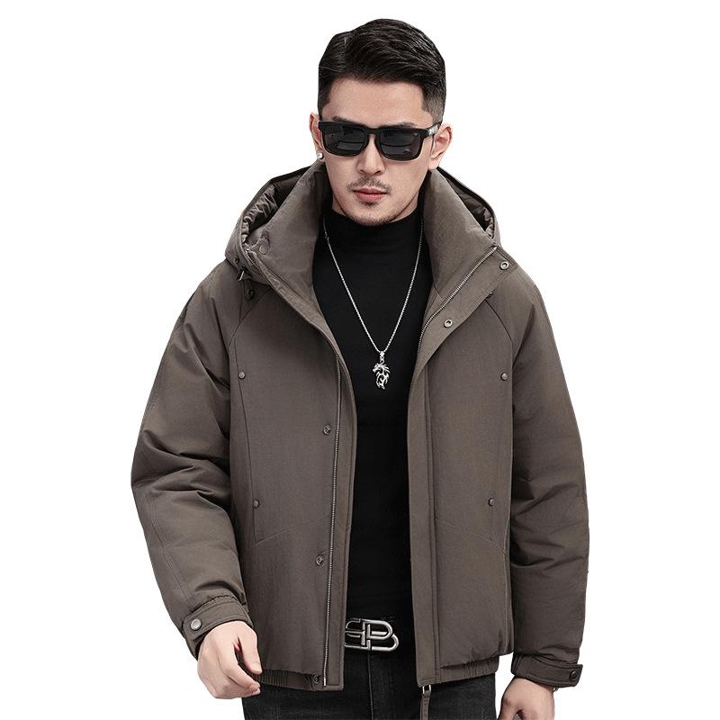 Men's Trendy Winter Commute Windproof Hooded Down Jacket - 90% Duck Down, Warm & Thickened