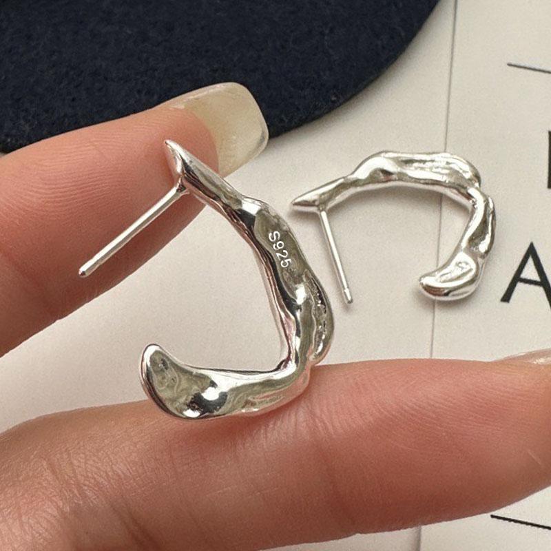 

925 Sterling Silver Vintage Earrings For Women Trendy Simple Bump Simple Earring Jewelry Prevent Allergy Party Accessories Gift