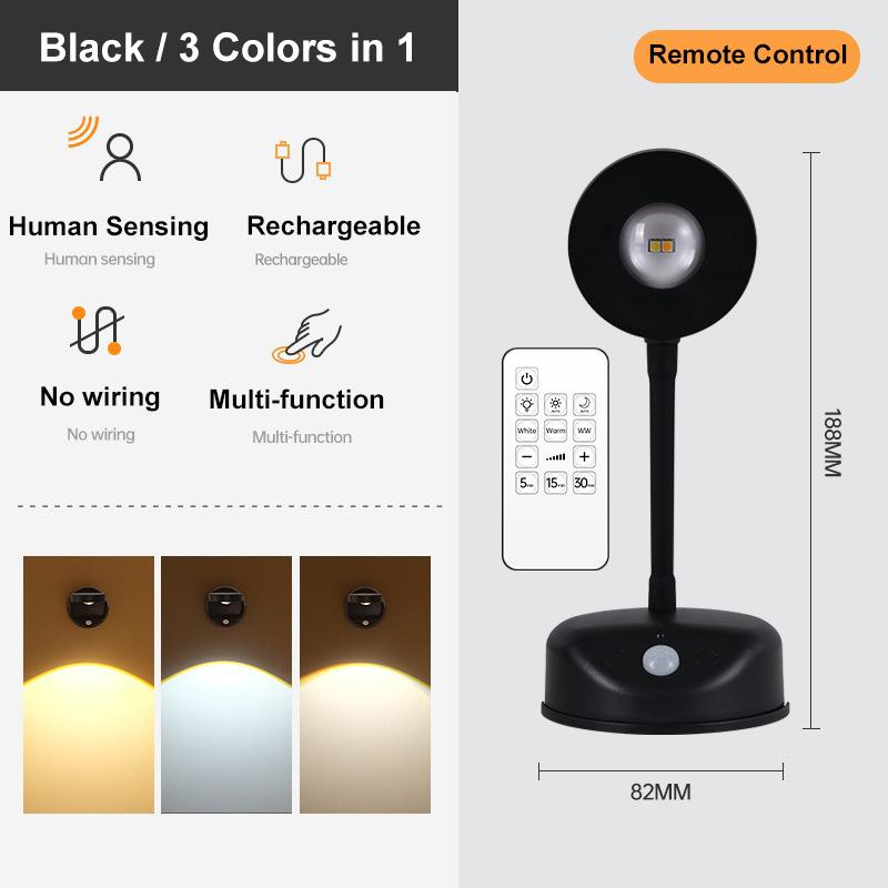 Spotlights USB Rechargeable Intelligent Human Sensing Wireless Wall Light Dimmable Led Spotlight for Lighting Paintings Pictures