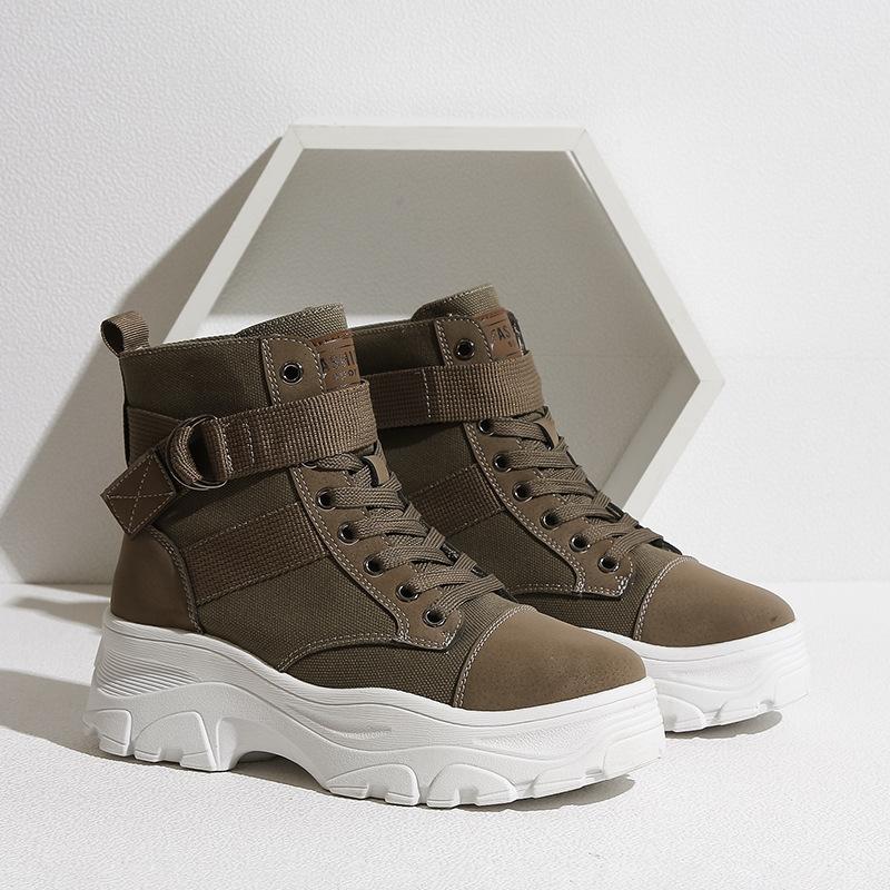 Large Size Martin Boots New Spring Thin Breathable High-top Canvas British Style Thick-soled Single Boots