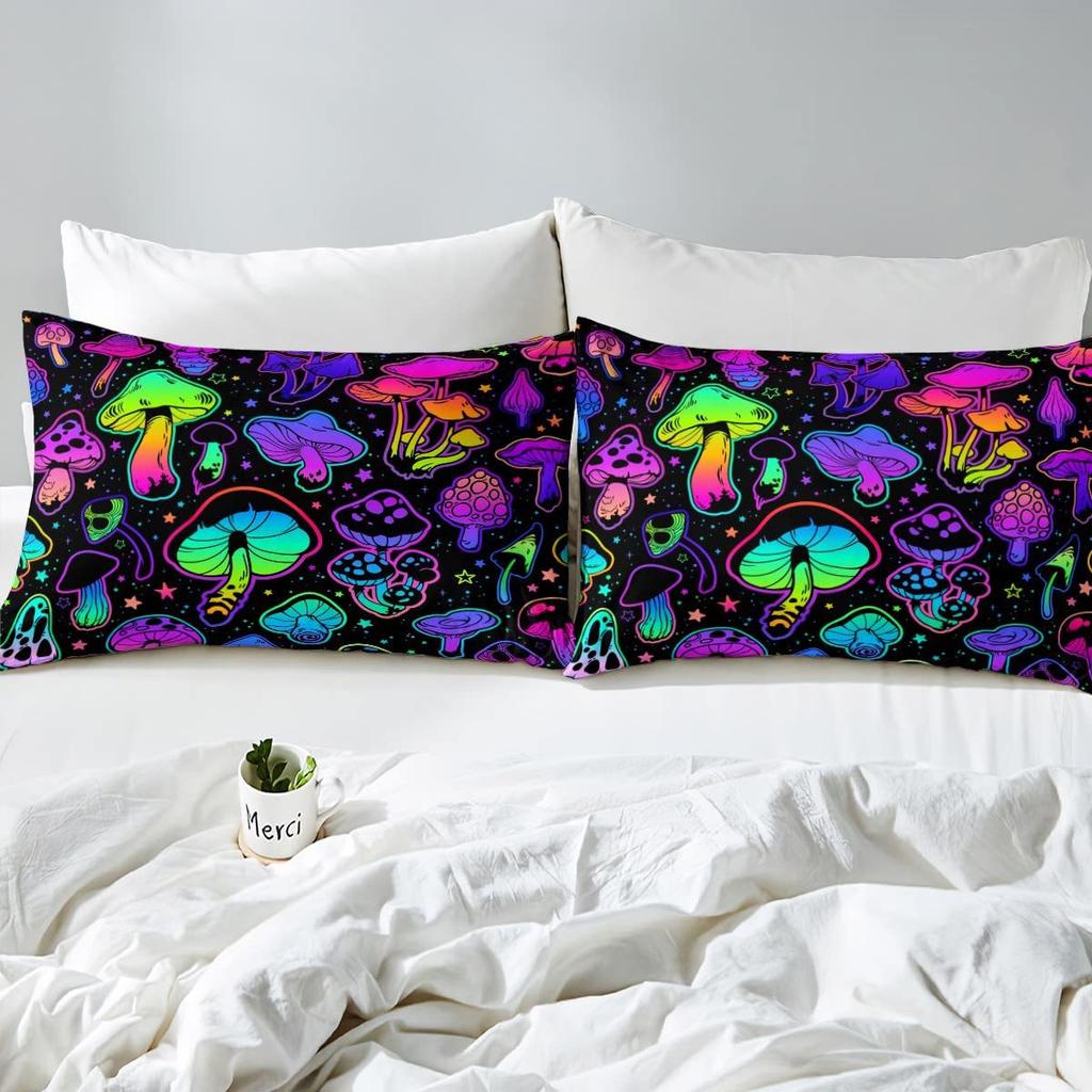 Psychedelic Mushroom Quilt Set Bedding Digital Printing Three-Piece Set For Bedroom Room Kit