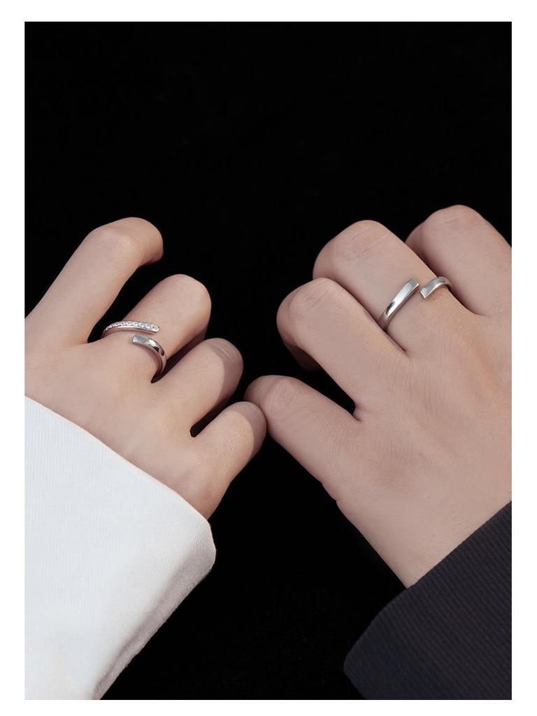 Banyan Tree S925 Silver Mobius Couple Rings - Korean Geometric Design