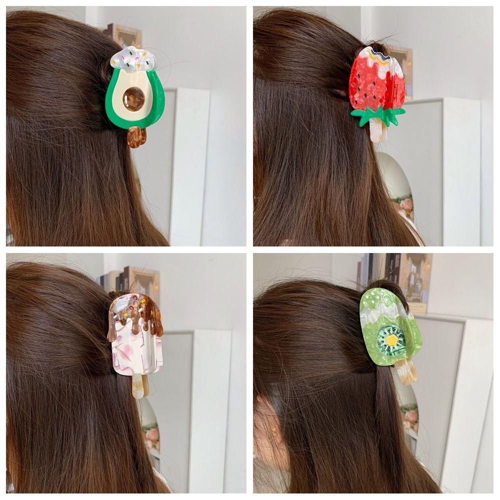 Sweet Ice Cream Shark Clip Cute Delicious Food Claw Clip Lovely Fruit Series Hair Claw  Girls