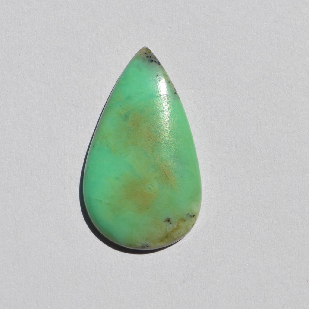 Natural Chrysoprase Gemstone Cabochon - Loose Semi Precious Stone 19 Carats Pear Shape 33x19 Mm, Jewelry Craft Supply