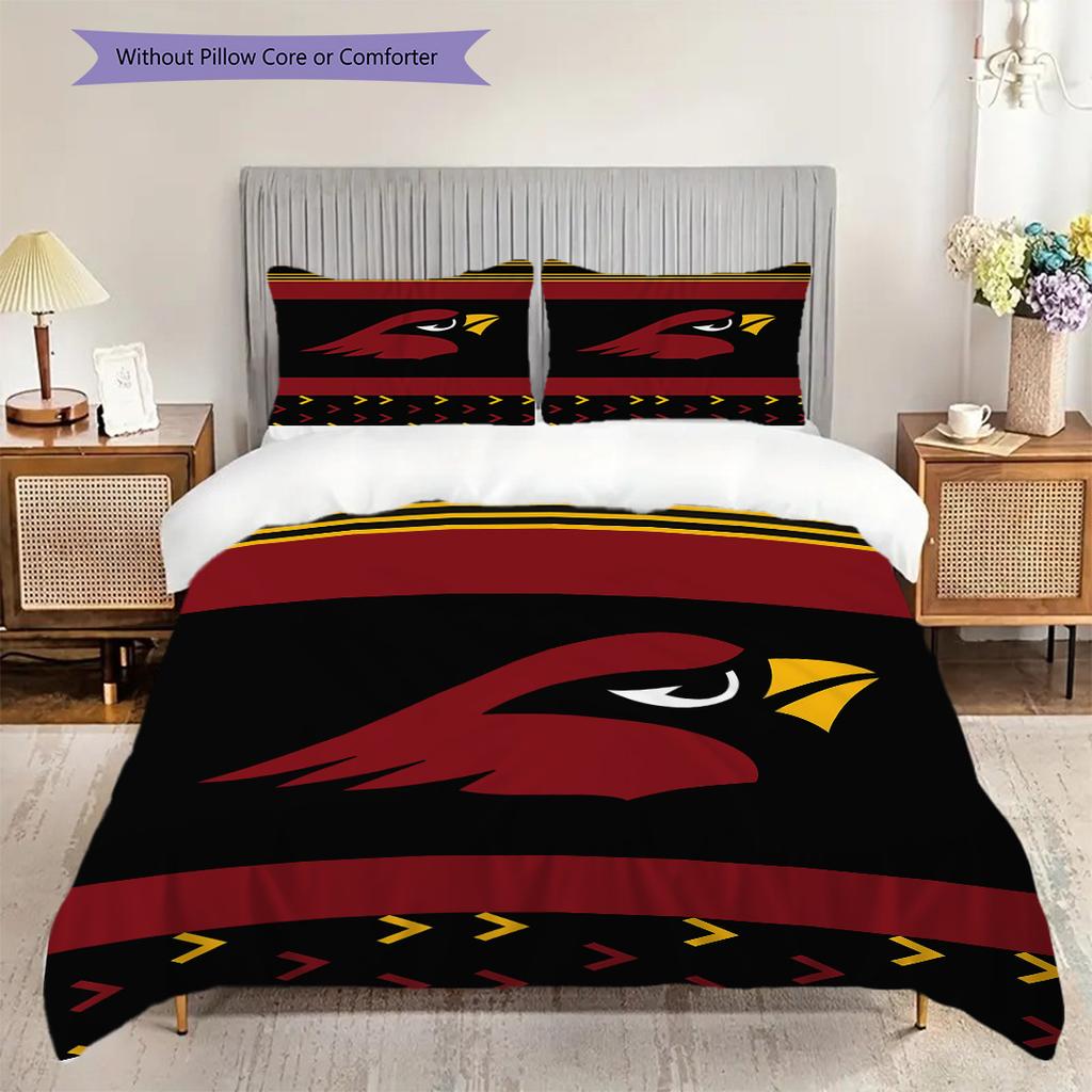 Arizona Cardinals Vzorovaná Sada Povlečení Prošívaná Přikrývka Povlak na Polštář Domácí Dekorace Narozeninový Dárek (1 * povlak na peřinu + 2 * povlak na polštář, bez jádra)