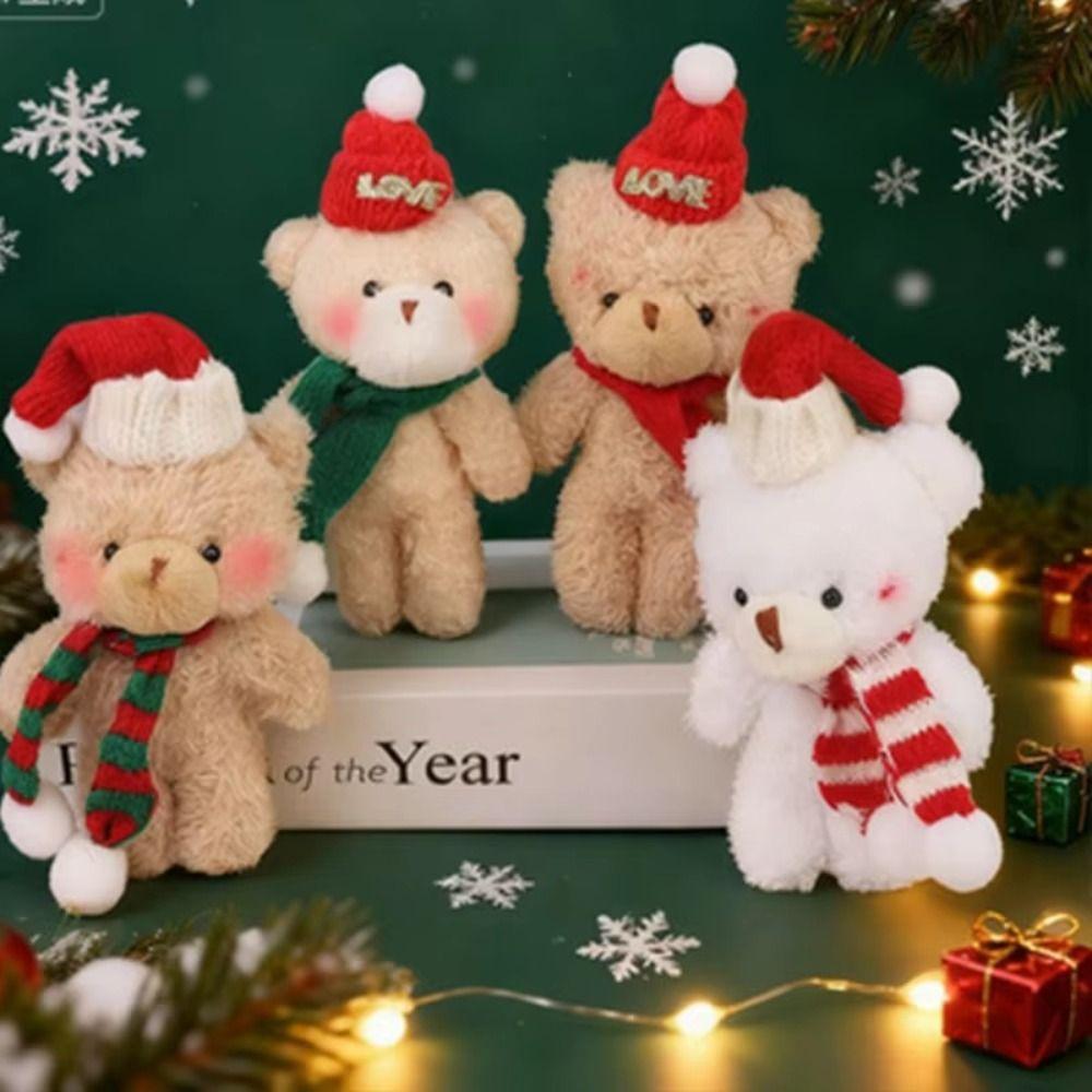 10Pcs With scarf Christmas Bear Plush Toy Cartoon Animal Bear Plush Dolls Holiday Gift