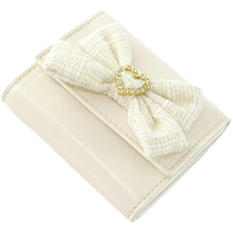 

[SecretDoor] ivory trifold wallet ladies mini wallet small wallet trifold wallet Popularity cute thin Thin compact folding wallet Life easy to use