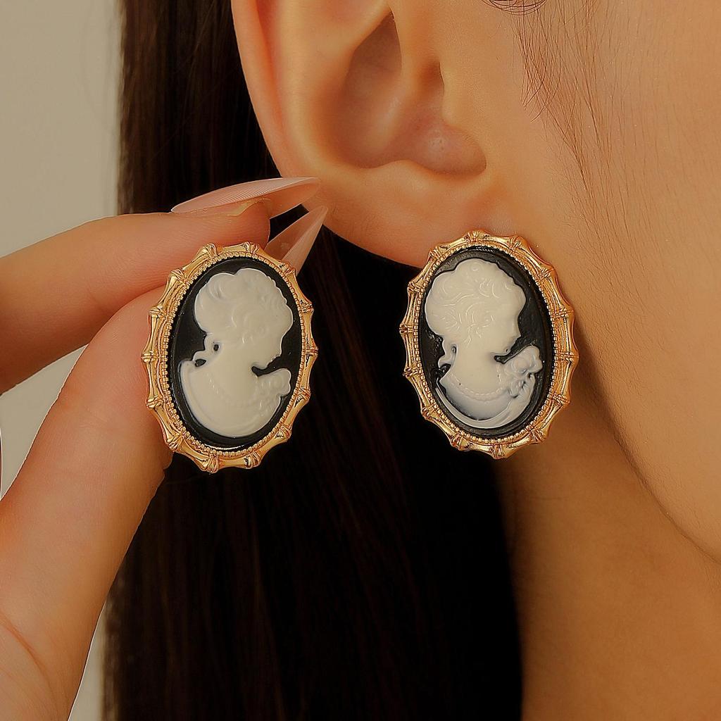 Vintage Cameo Anhänger Halskette & Ohrringe Set für Damen