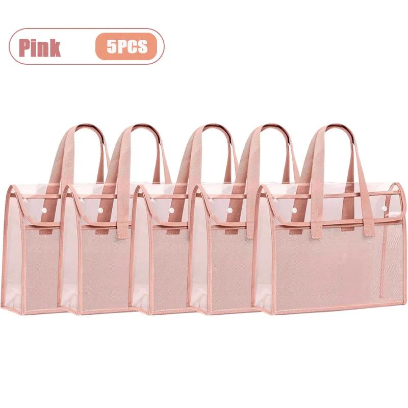 Thick Handled Document Folder Transparent Waterproof Durable Student Tutoring Paper Homework Book Storage Bag Organizer Pouch