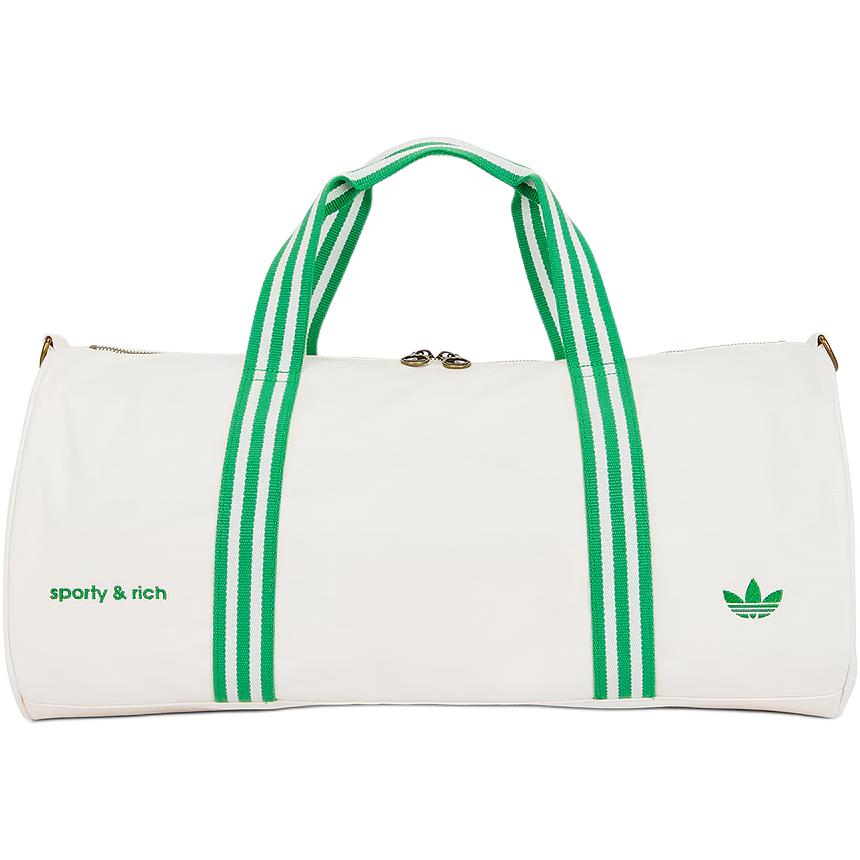 Adidas Originals 29L Letter Logo Color Block Design Polyester Canvas Travel Bag Unisex Bags White Green JN1980