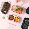 Microwaveable Double-layer Lunch Box with Tableware Picnic Food Box  Office Worker