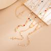 Ingemark Lot de 5 Colliers Ras-du-cou Pendentifs Croix Créatifs Colorés Vintage pour Femmes Tendance Exquis Chaîne Dorée Bijoux Cadeaux