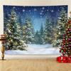 Schneefall Kiefernwald Weihnachtsteppich, Ruhige Wandkunst für Wohnzimmer Winterwunderland Hintergrund Dekor