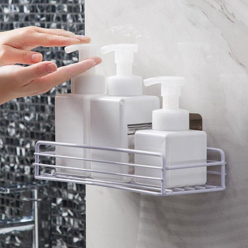 Wrought Iron Wall Mounted Storage Rack, Bathroom Storage Rack, Shower Basket, Kitchen Storage Rack, Punch-free Storage Rack