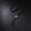 Vintage Round Leather Cord Pendant Necklace With Unique Fingerprint Design Bohemian Statement Jewelry For Women