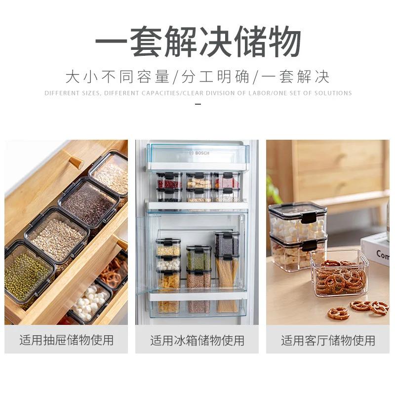 Cereal Sealed Box Plastic Kitchen Organizer storageTank Lid Fridge Candy Containers Food Household Storage with Jars Dried Items