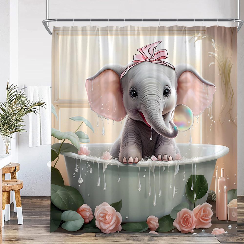 Lustige Tiere Baden Duschvorhänge Hochlandrind Schweine Kaninchen Hunde Badewanne Badezimmer Dekor Polyester Duschvorhänge mit Haken