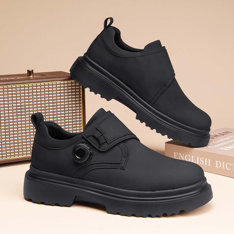 

New Low-top Men s Shoes British-style Business Formal Derby Shoes Swivel Buckle Solid Color Platform Men Casual Leather Shoes 44