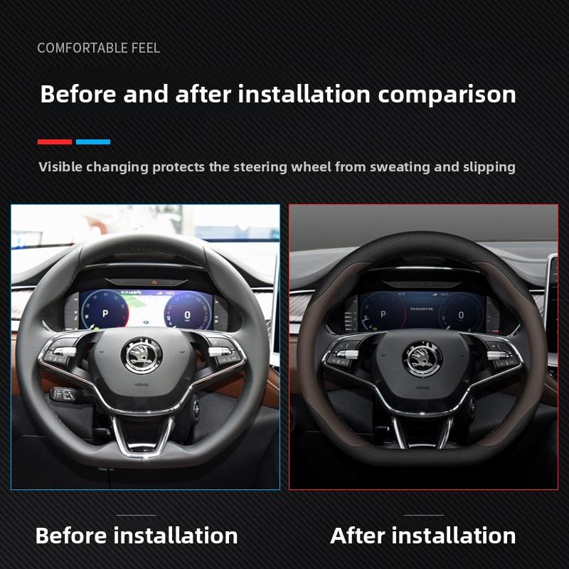 Coprivolante in Pelle AAABP1 per Skoda Karoq Enyaq Superb Enyaq Kodiaq Scala Fabia Octavia 2024 2025 2026 Accessori