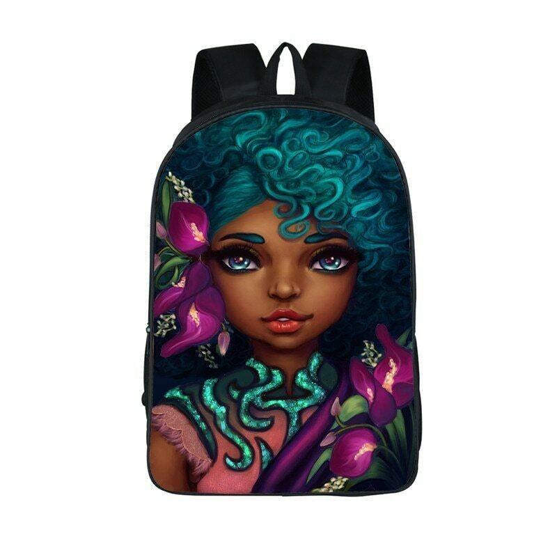 Afro-Afrikanische Schönheit Schwarze Prinzessin Wasserdichter Schulrucksack Mit Verstellbaren Schultergurten