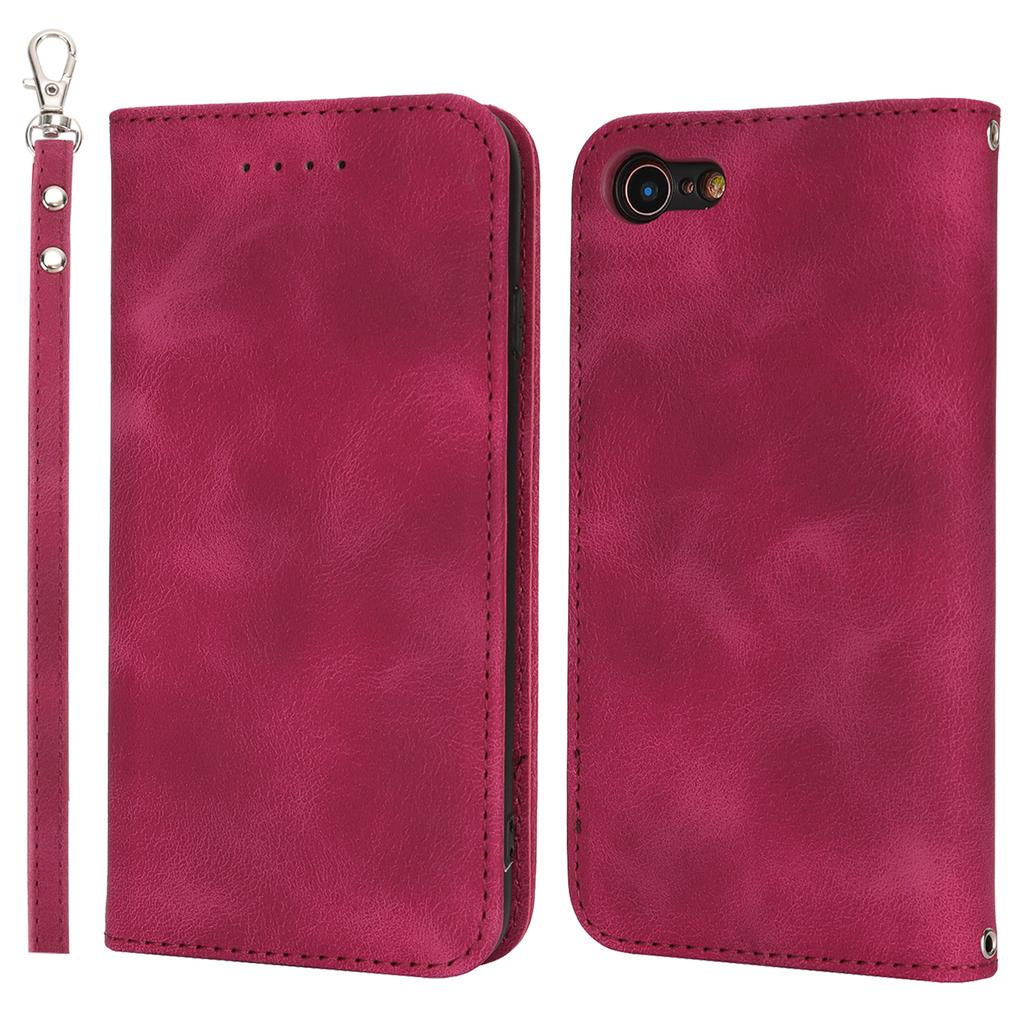 For iPhone SE (2022)/(2020)/8/7 Stand Case Magnetic Closure Skin Touch Leather Flip Phone Cover with Wallet