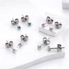 3/4/5MM Colored Round Zircon Earrings