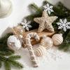 Champagne Gold Christmas Tree Ornaments: Spherical, Pine Cone, and Snowflake Shapes.