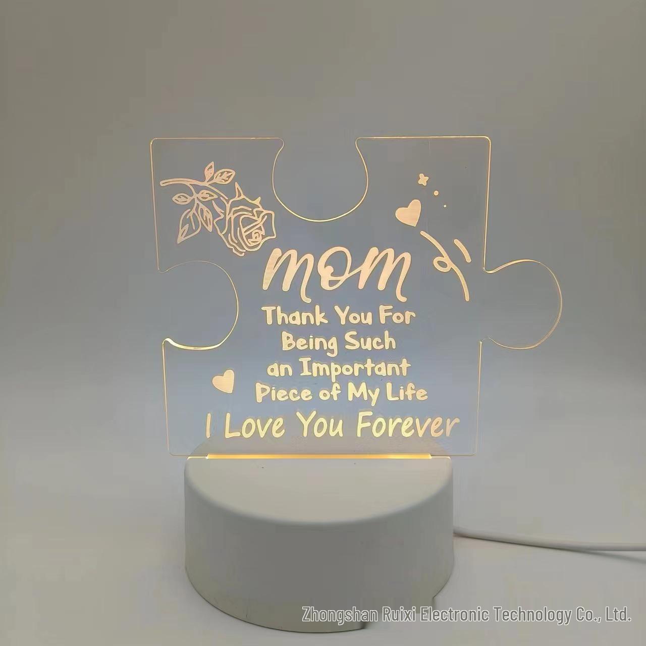 

Creative 3D Night Light: Acrylic Color Painting for Mother s/Father s Day, Sisters, and Friends Single Color USB, No Switch