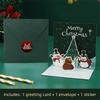 Merry Christmas 3D Xmas Greeting Cards Folding Blessing Message Christmas Card Paper Pop-up Christmas Postcard New Year Greeting
