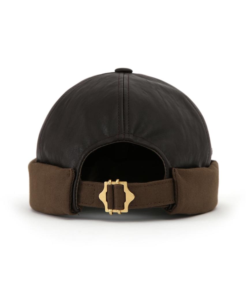 Eondeokeonteulolseutyudio Leather Brimless Cap Half Moon / Leather / Brown