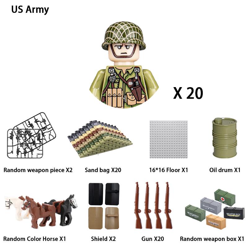 Non-Toxic 24Pcs Military Figure Ww2 Military Product Soldier Figure Building Blocks Children'S Holiday Gift Toys Gifts Funny