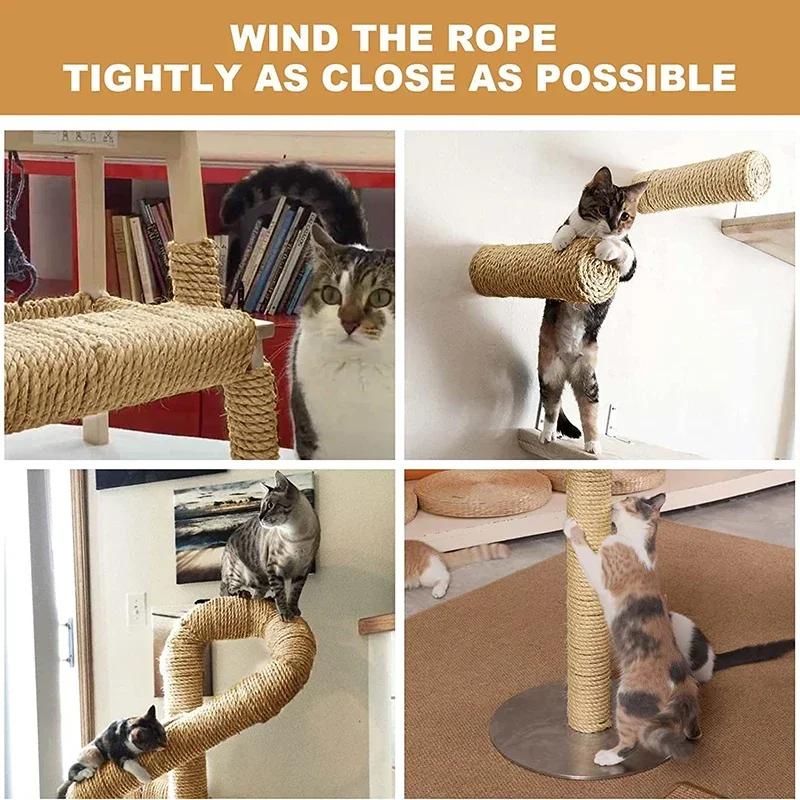 4mm/6mm Natural Sisal Rope Cat Scratcher Rope Tree Scratching DIY Cat Toys Scratching Post Cat Paw Claw Furniture Protector