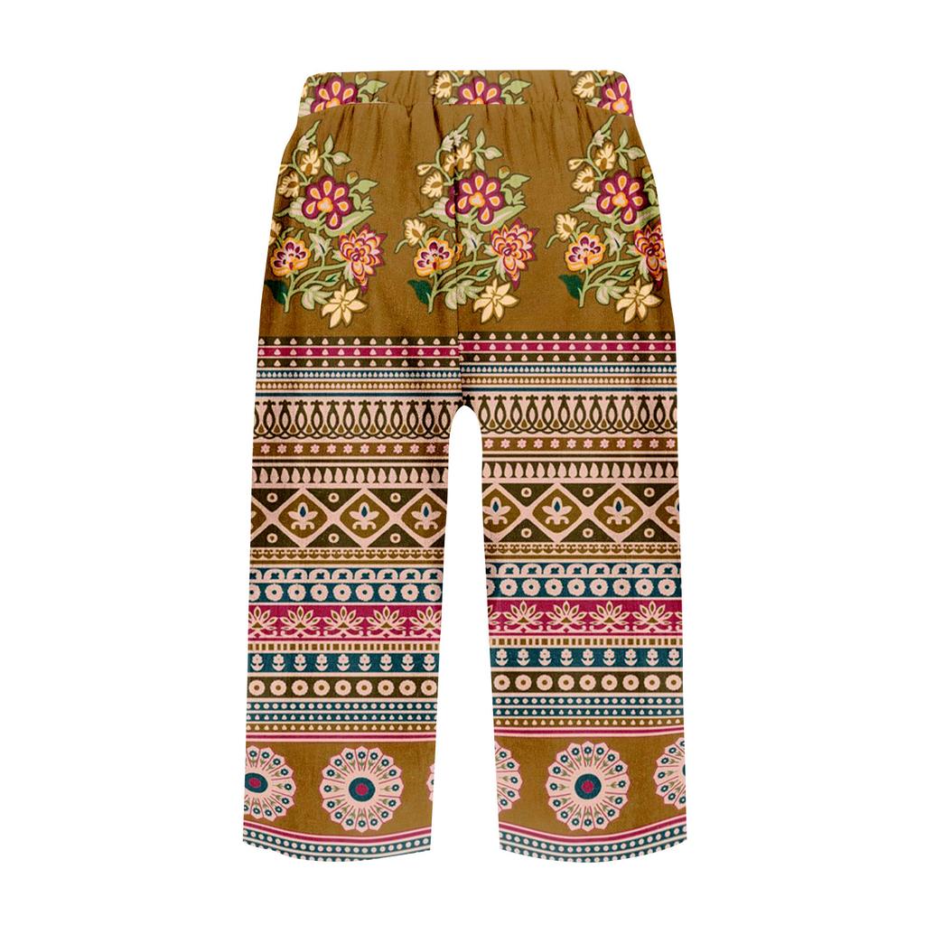 Damenmode Bedruckte Tasche Elastischer Bund Lässige 5/10 Hose