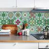 10 st Grön Blommor Prydnad Hård Keramik Väggdekal Kök Hem Renovering Väggdekaler Glänsande Yta PVC-plattor Konst väggmålning