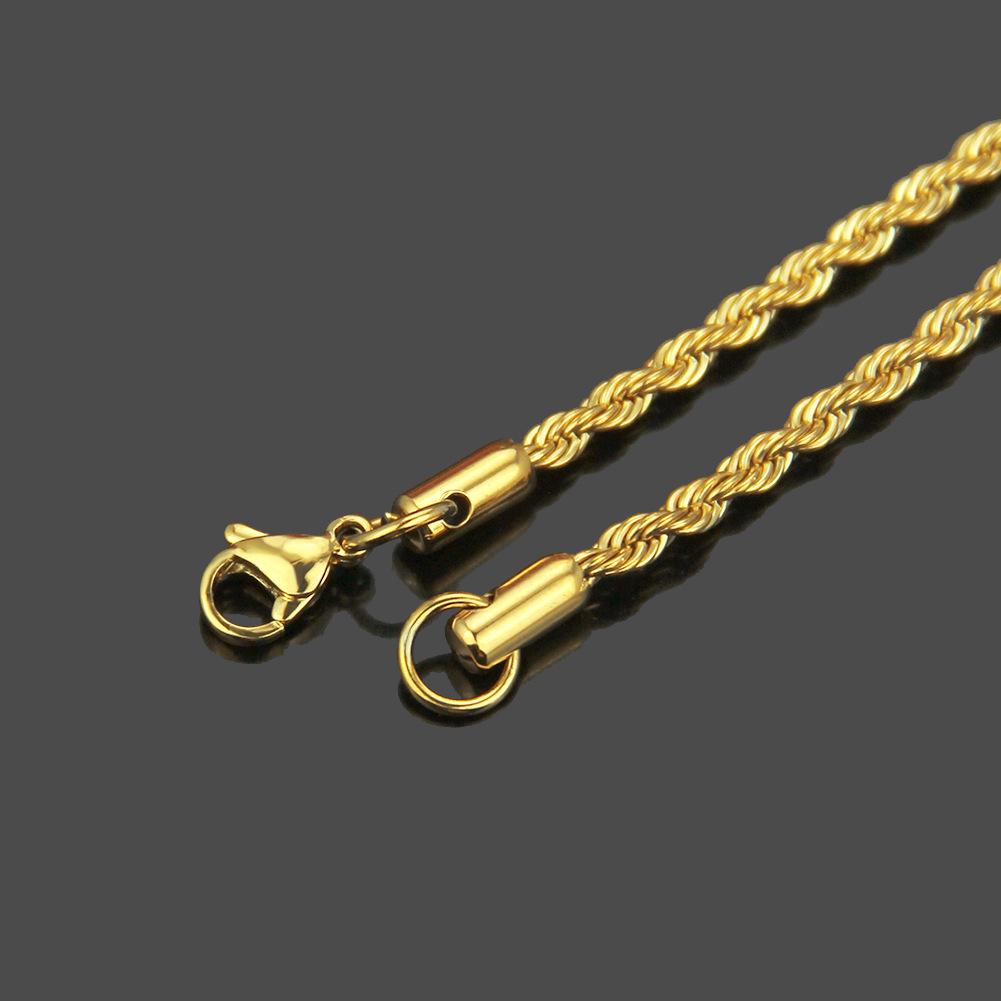 Unisex Titanium Steel Twist Chain Necklace - European & American Hip Hop Style