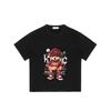 Black T Shirt with Bear Cartoon Print and Text Design for Casual Wear