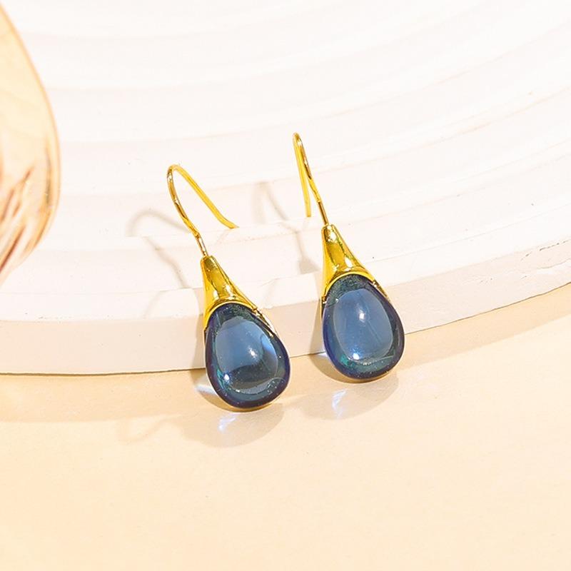 European and American Crystal Jewelry High-end Long Teardrop Earrings Fashionable Light Luxury Colorful Zircon Earrings
