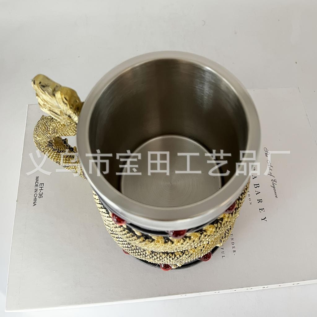 Dragon Series Beer Cup Goblet Creative Personality Mug Stainless Steel Liner Chinese Retro Cup