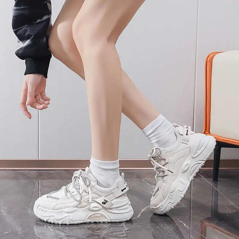 Dad Laced Flatform Stiletto Womens Shoes Thick Platform Heel Sneakers Sport Models Snackers Snaeaker Top Sale Gym What's