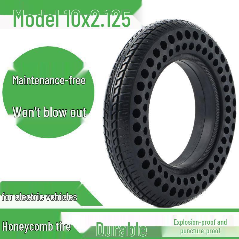 10-Inch Solid Rubber Explosion-Proof Tire for Electric Scooter (10x2.50 or 10x2.125) - No Inflation Needed
