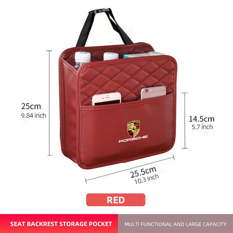 Car Seat Back Storage Bag Tissue Box Trash Can  Large Capacity Storage For Porsche 911 718 Taycan Panamera Cayenne Macan Cayman