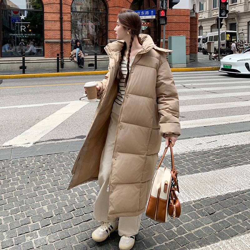 Down Cotton Coat Women's Long Winter New Style Over the Knee Student Loose Large Size Thick Cotton-padded Jacket Coat Trendy