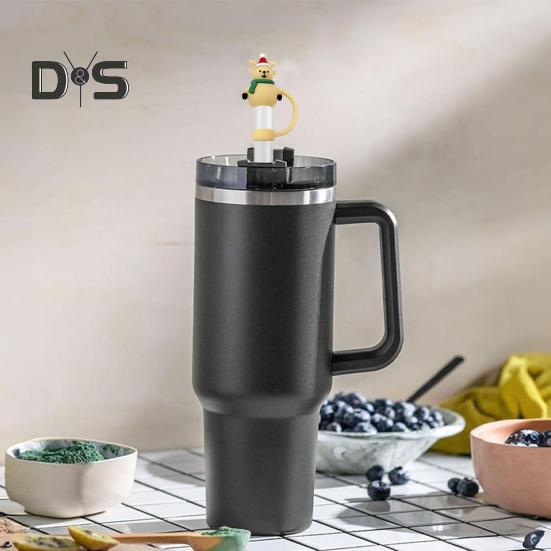 2/5/10Pcs Christmas Straw Cover Cute Ghost Design Silicone Straw Cap Dustproof Splash Proof 10mm Straw Tips Washable Anti-Slip Fit Lids Cup