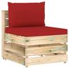 Central Sectional Sofa - VIDAXL - Impregnated Wood - Red and Brown - Fixed - Weather Resistant