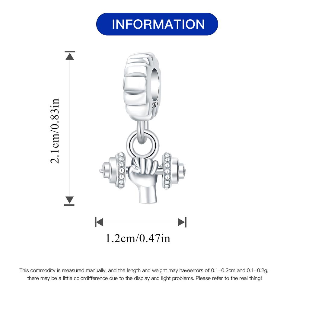 Original Copper Charms Luxury Strength Dumbbell Pendant Beads Fit Bracelet Diy Women Making Delicate Gift